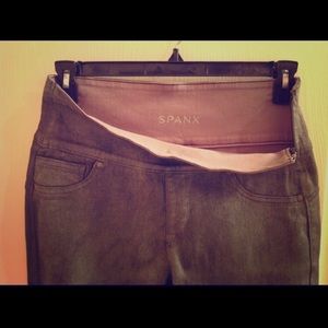 Spanx Wax Denim Jeans Size Large Pewter Grey